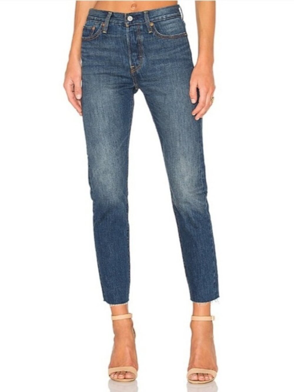 Levi's White Oak Cone Denim Wedgie Ankle Straight Leg Jeans Button Fly 28